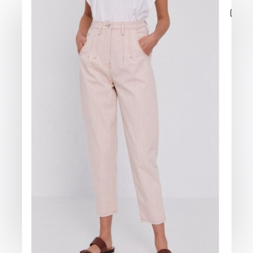 Anthropologie Beatrice B high rise Light Pink Cropped pants mom jeans